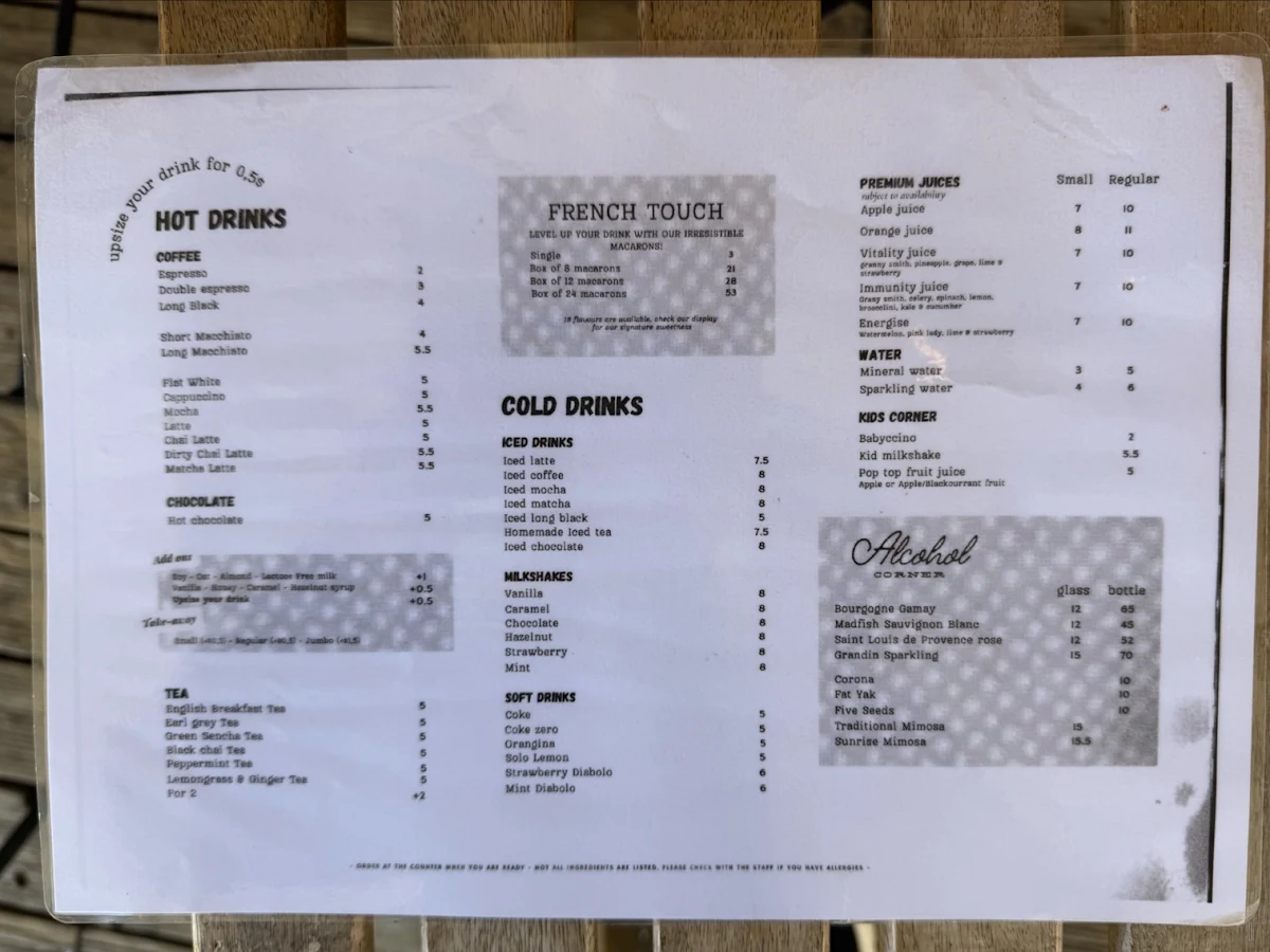 Menu, French Riviera by Maison Saint-Honoré