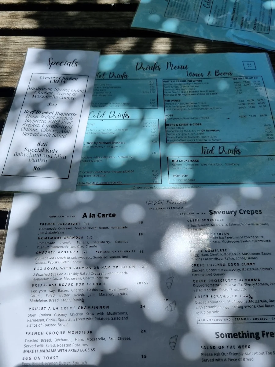 Menu, French Riviera by Maison Saint-Honoré