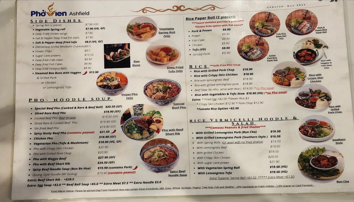 Menu, Pho Vien