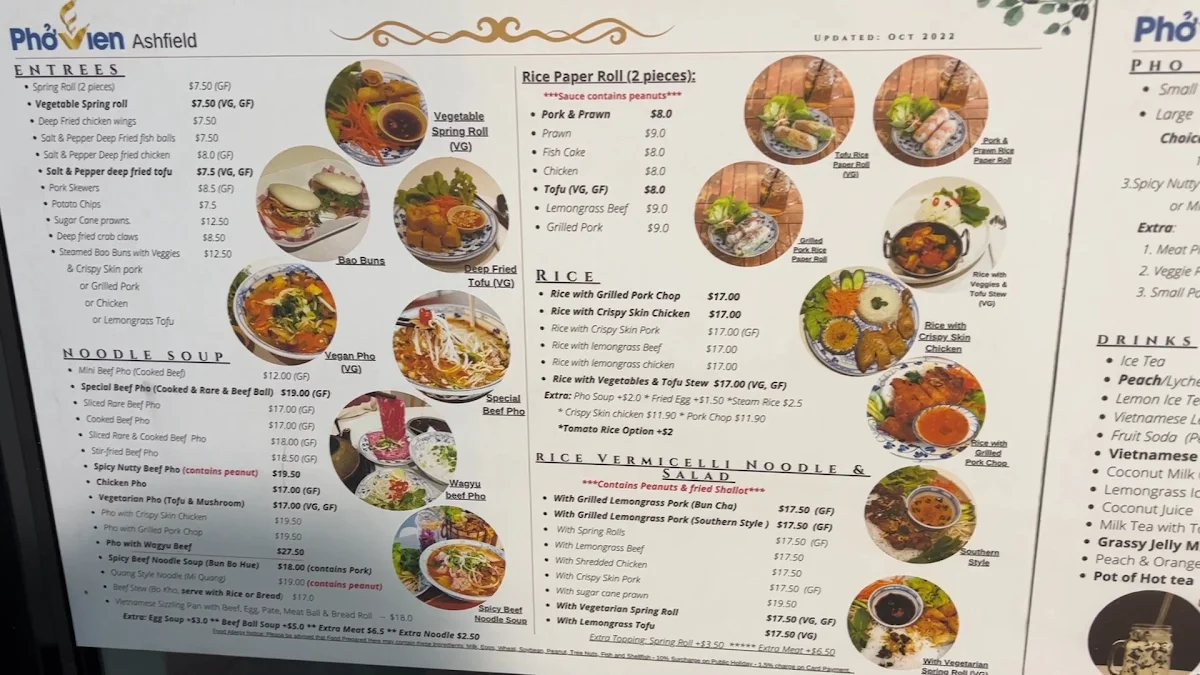 Menu, Pho Vien
