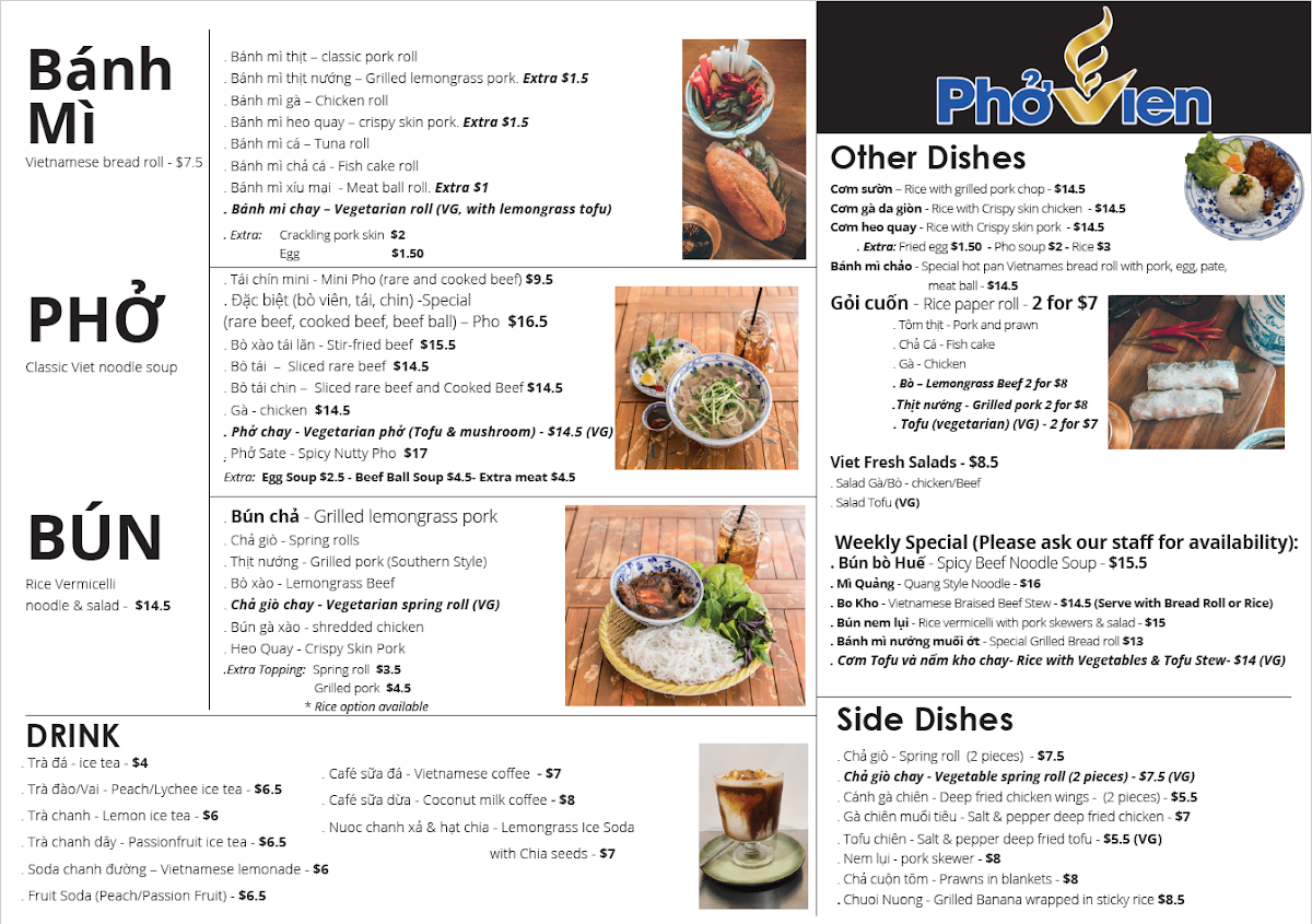 Menu, Pho Vien