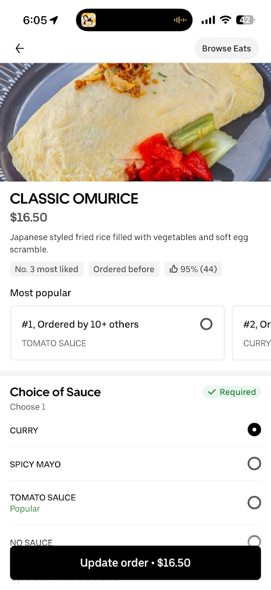 Menu, OMUPAPA