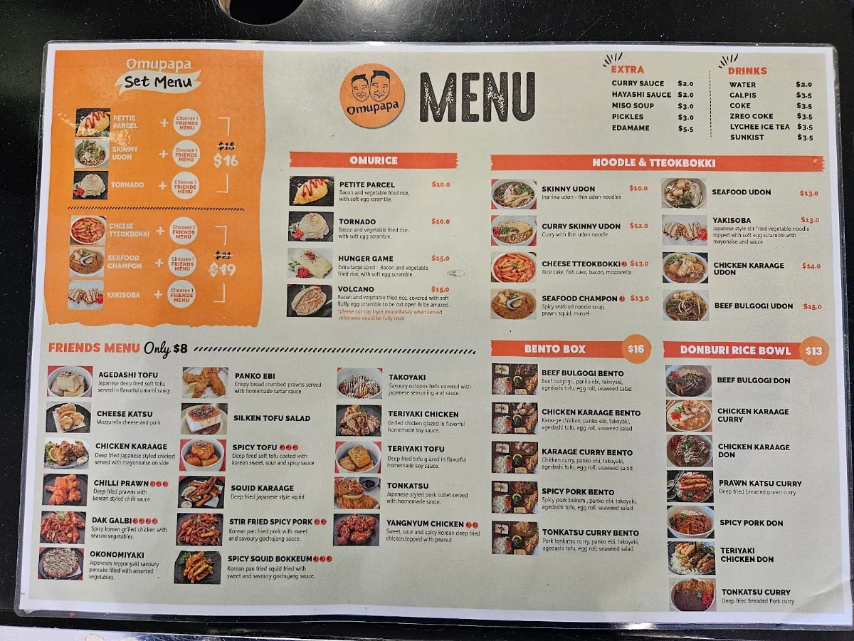 Menu, OMUPAPA