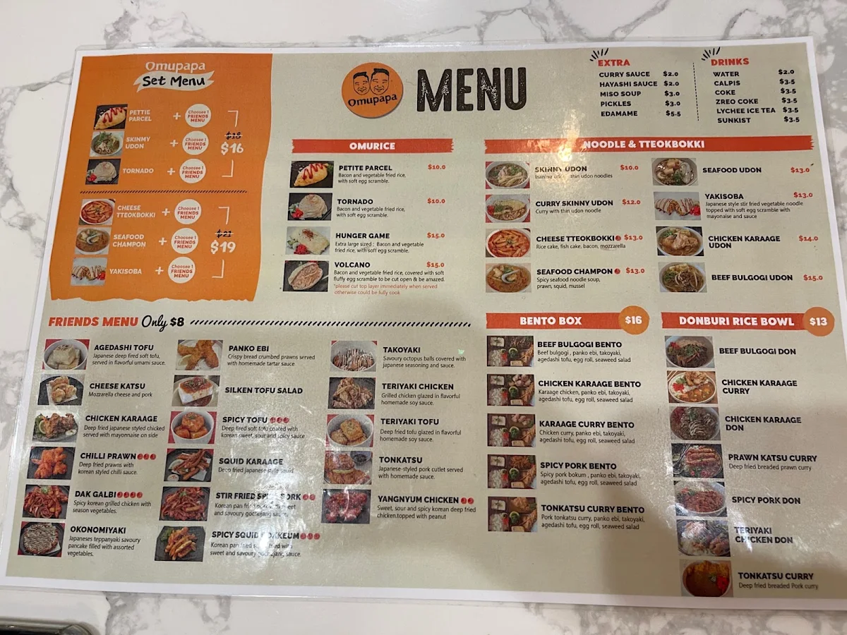 Menu, OMUPAPA