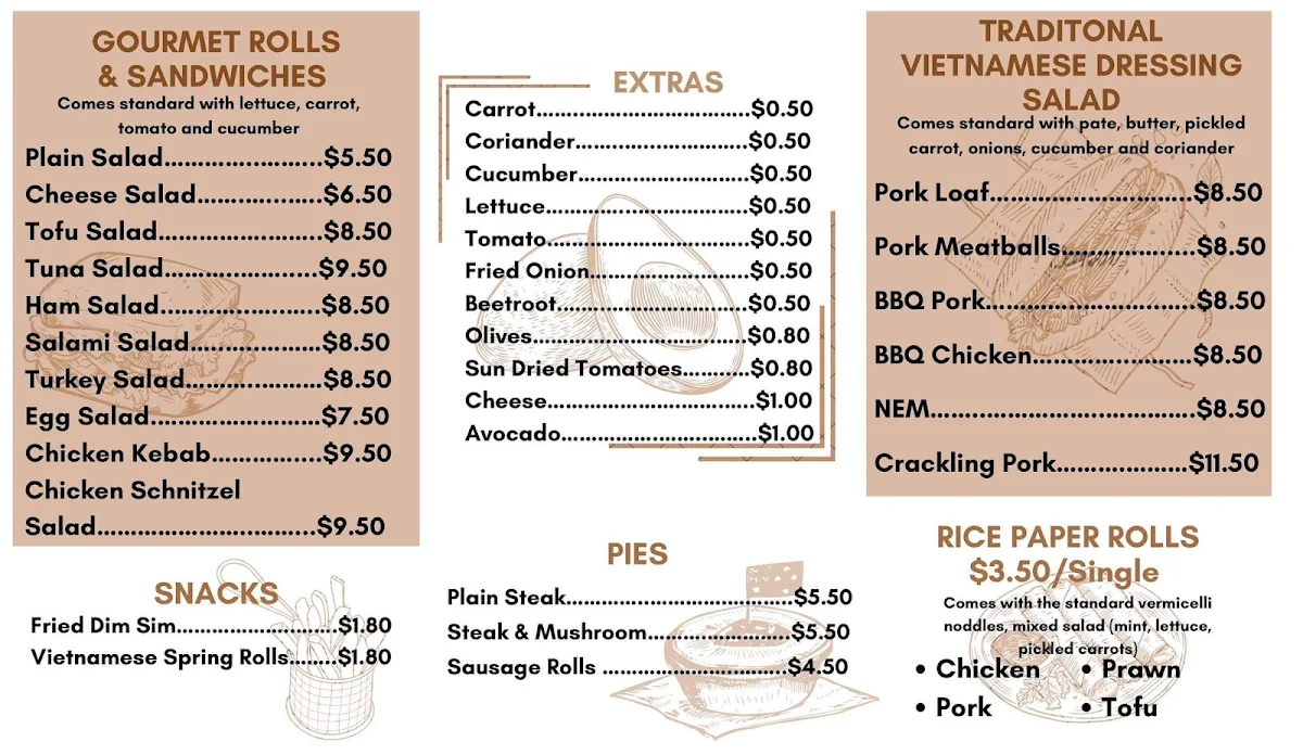 Menu, N.Lee Bakery & Cafe