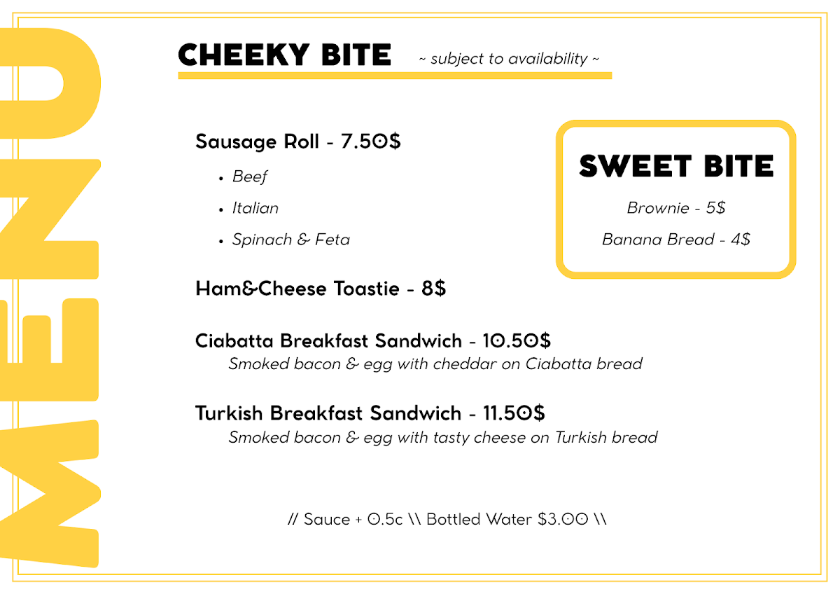 Menu, Coffee Caprice