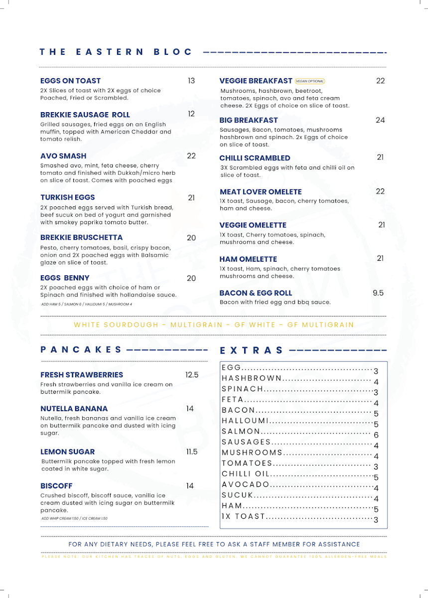 Menu, The Eastern Bloc
