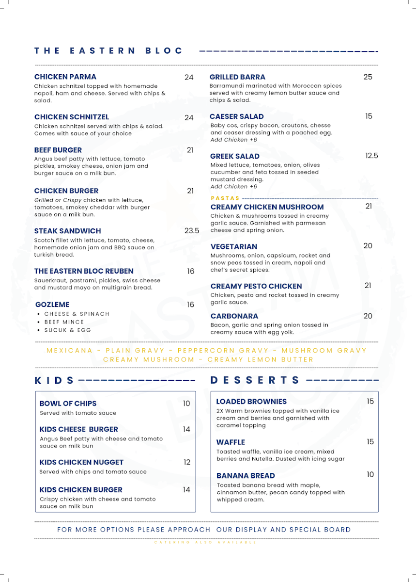Menu, The Eastern Bloc