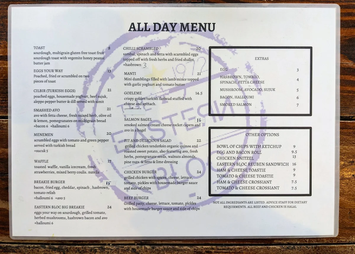 Menu, The Eastern Bloc