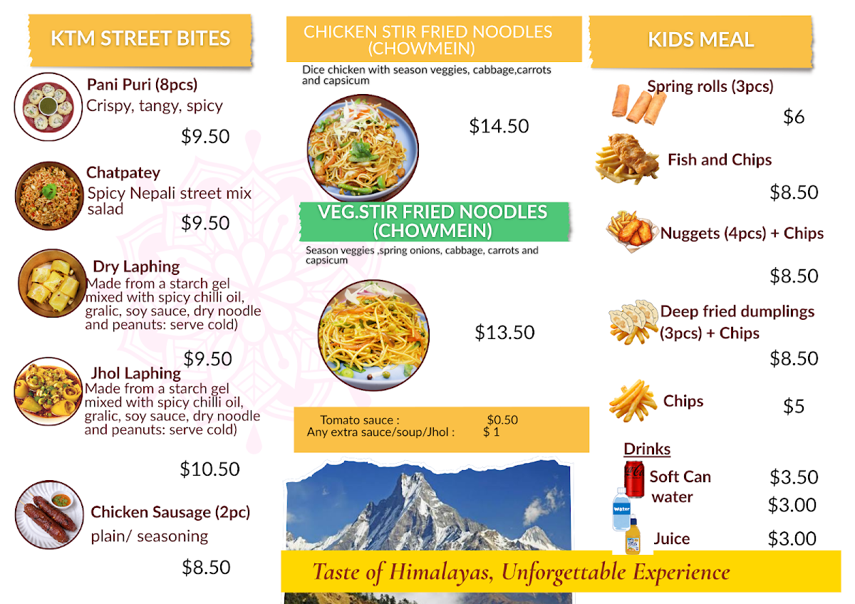 Menu, Dazzling Dumplings ( Food truck)