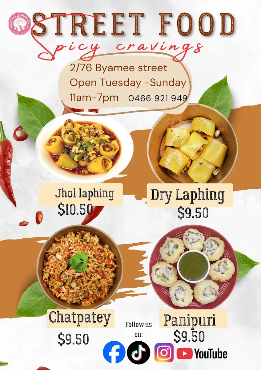 Menu, Dazzling Dumplings ( Food truck)