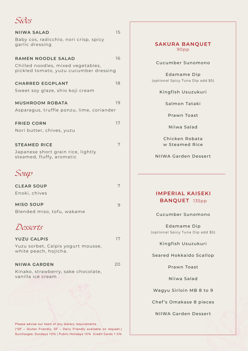 Menu, NIIWA