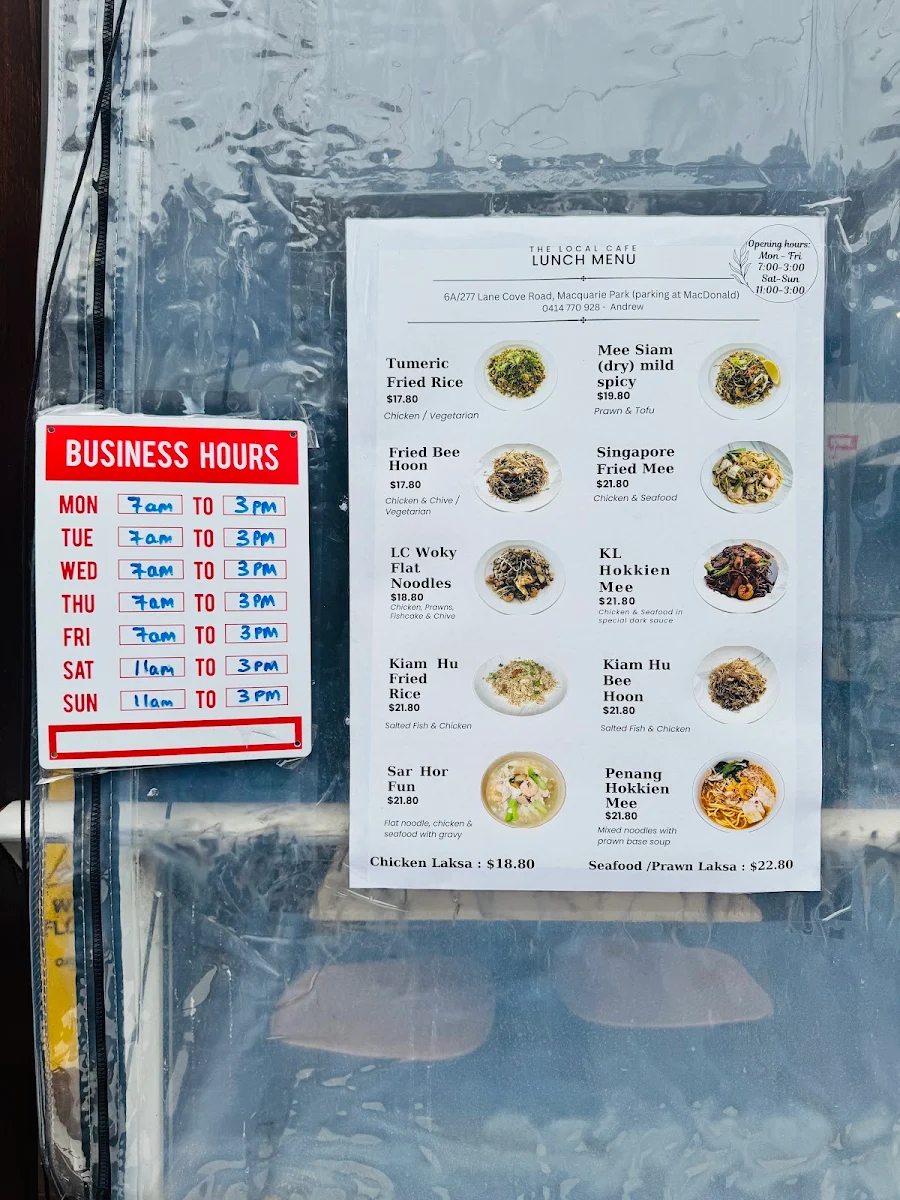 Menu, The Local Cafe Macquarie Park