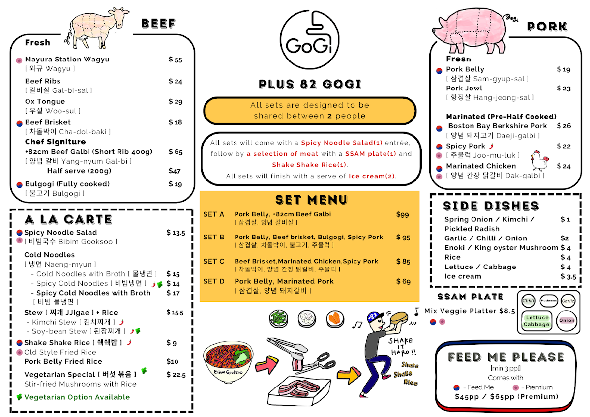 Menu, Plus82Gogi Goodwood Korean BBQ restaurant