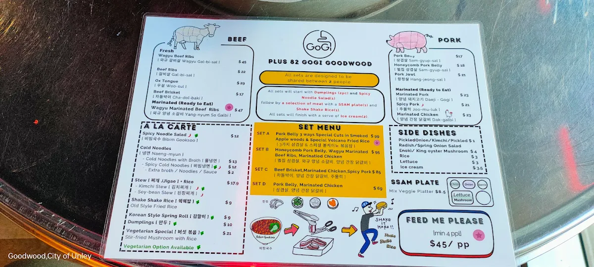 Menu, Plus82Gogi Goodwood Korean BBQ restaurant