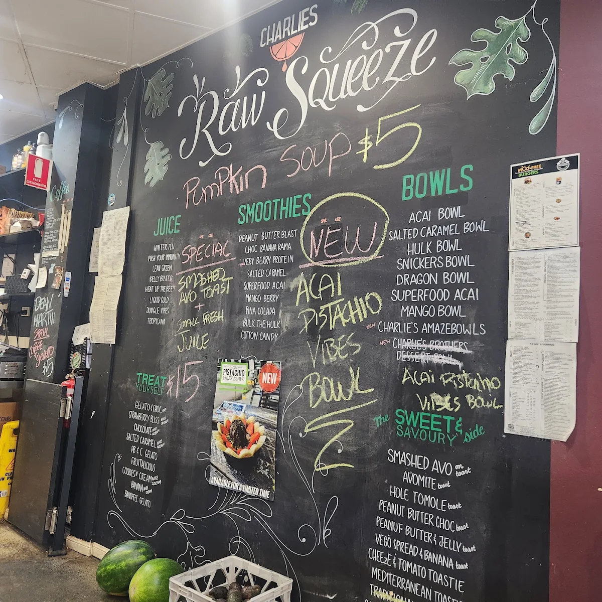 Menu, Charlies Raw Squeeze Greenslopes