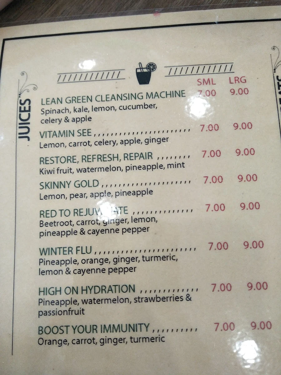 Menu, Charlies Raw Squeeze Greenslopes