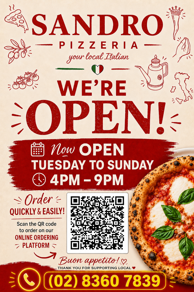 Menu, Sandro Pizzeria