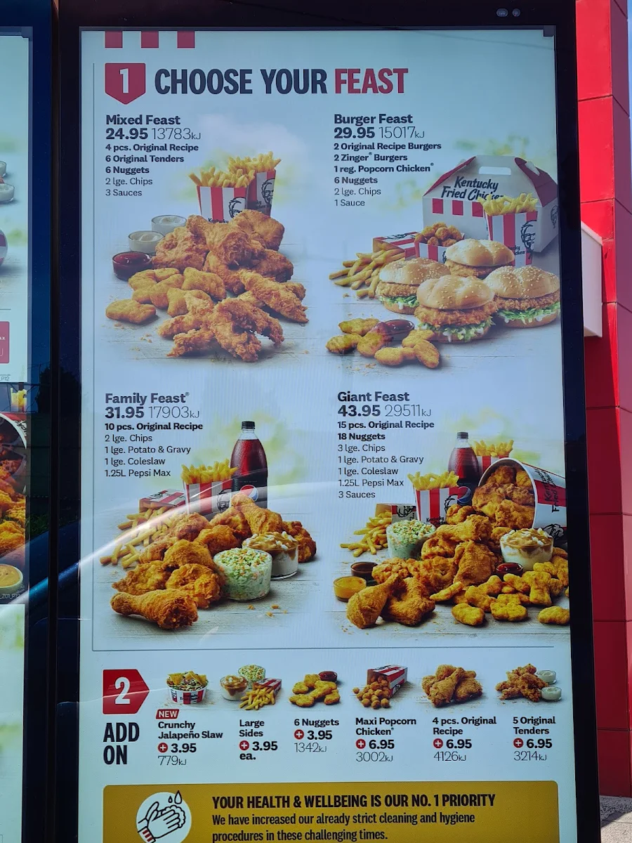 Menu, KFC Coburg