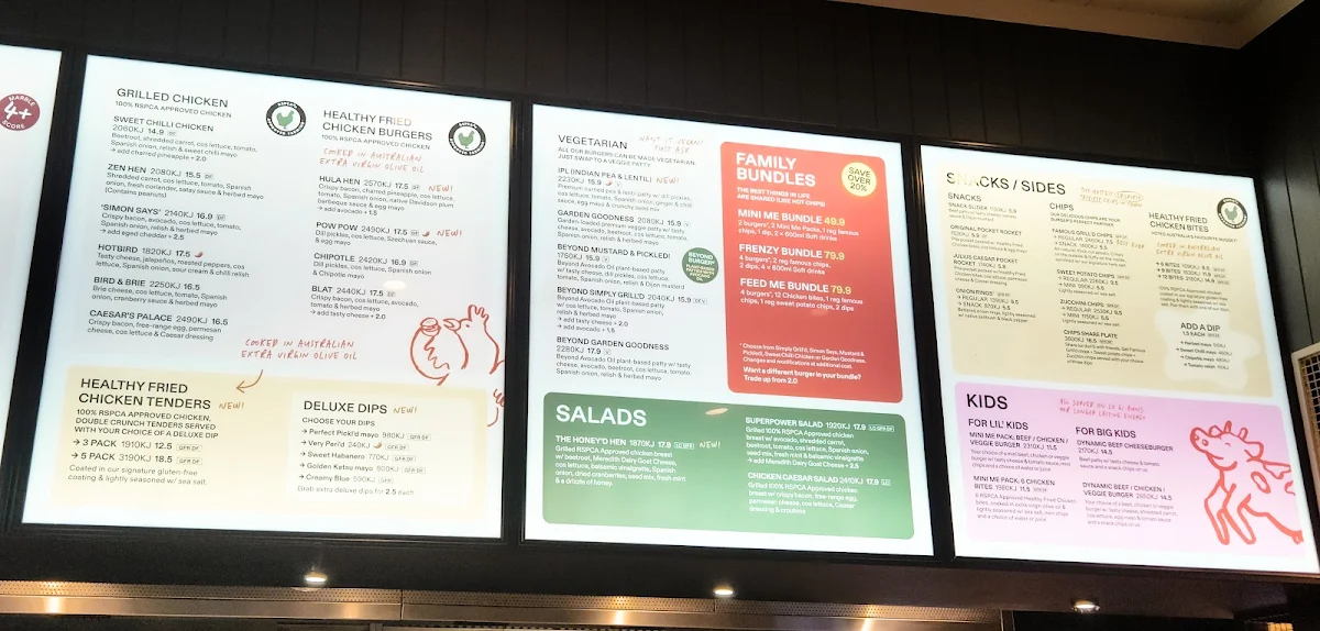 Menu, Grill'd Burgers - Melbourne Airport