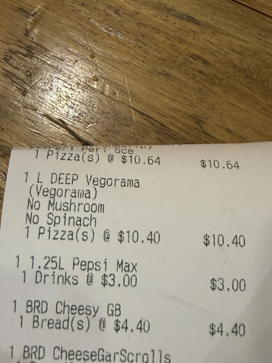 Menu, Domino's Pizza Castlemaine