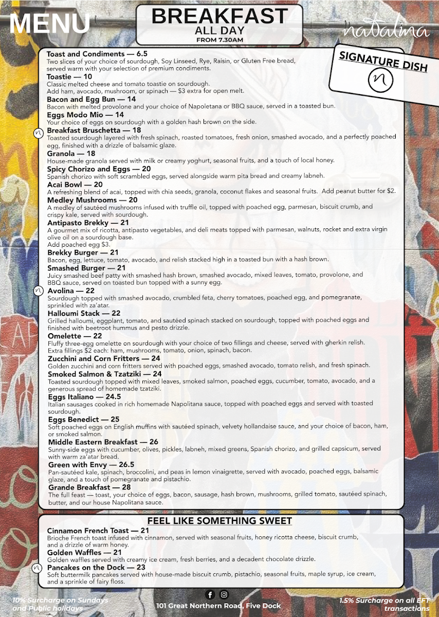 Menu, Natalina