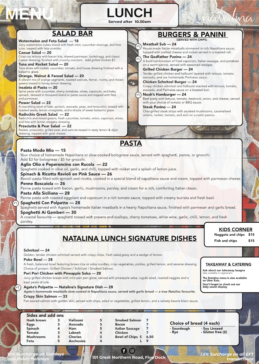 Menu, Natalina