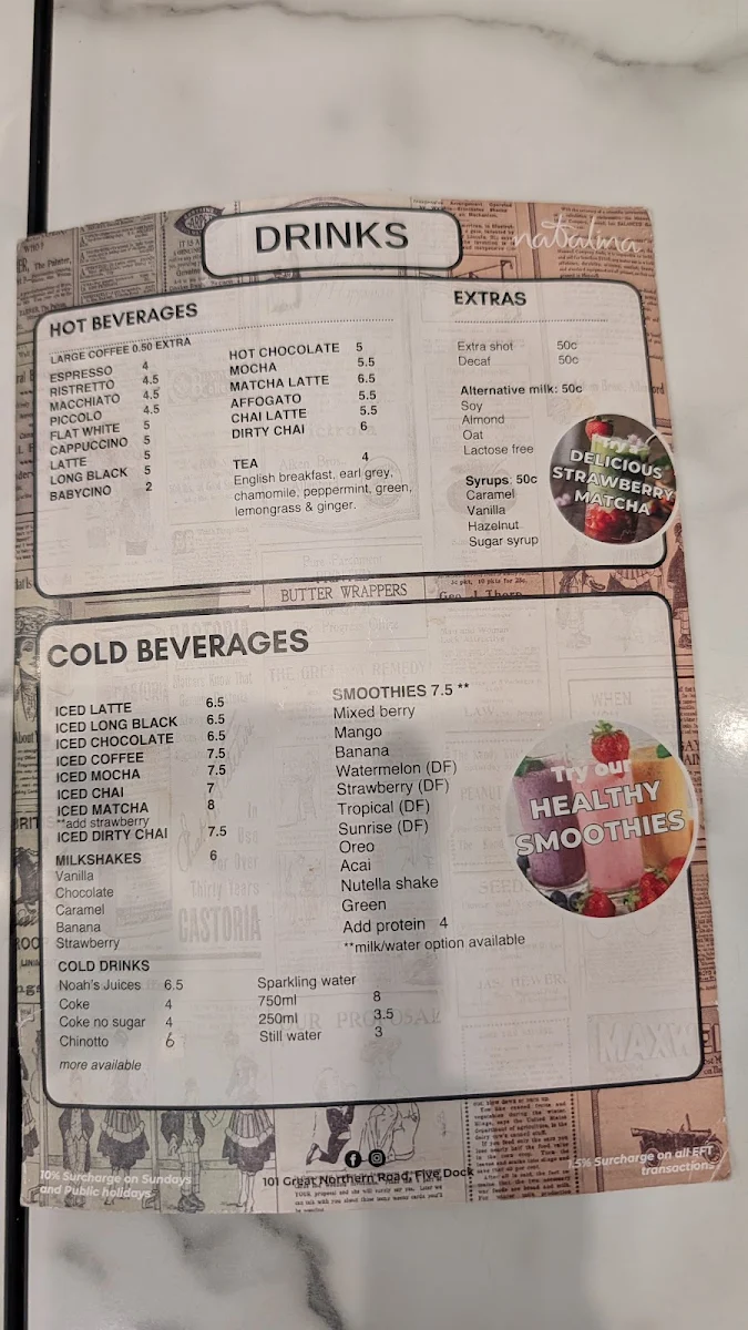 Menu, Natalina