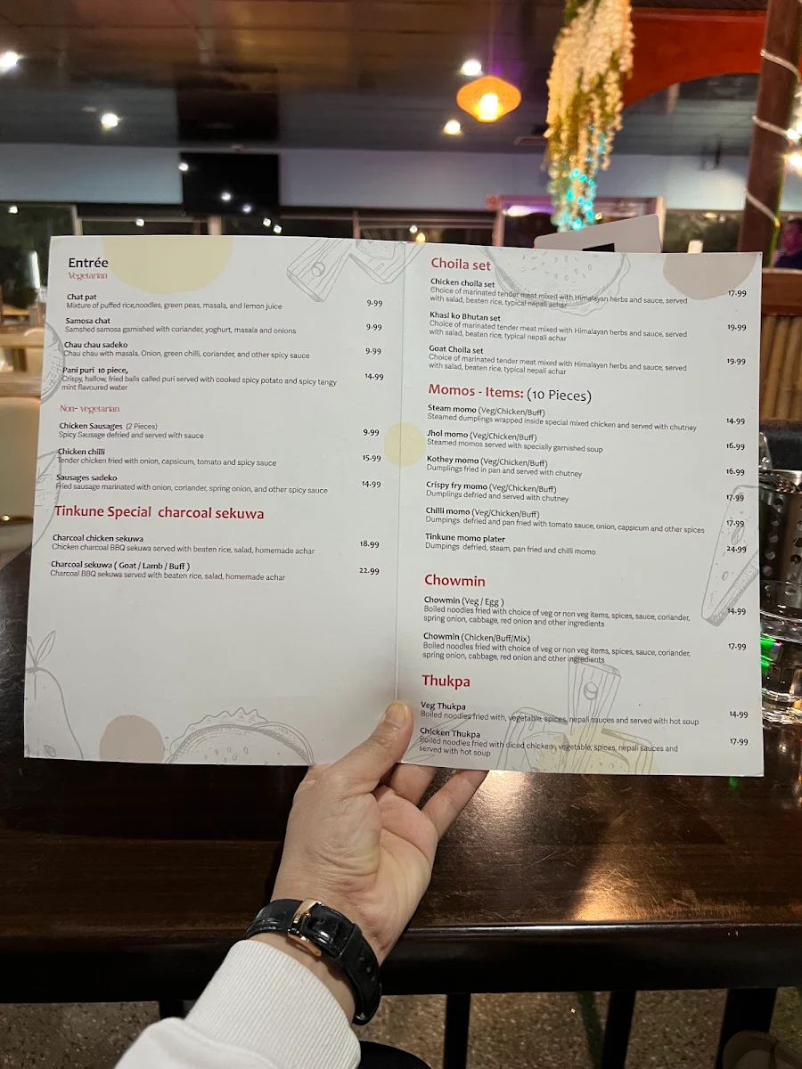 Menu, Tinkune Momo & Sekuwa House