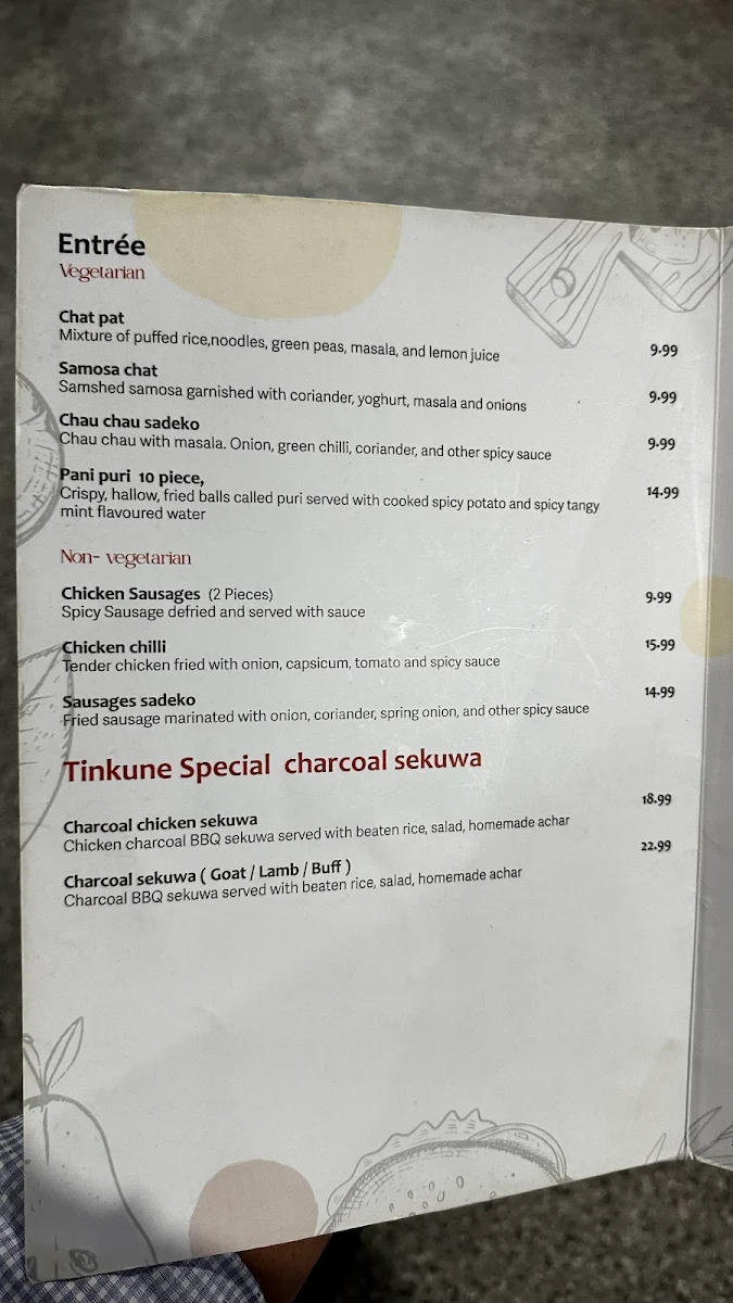 Menu, Tinkune Momo & Sekuwa House