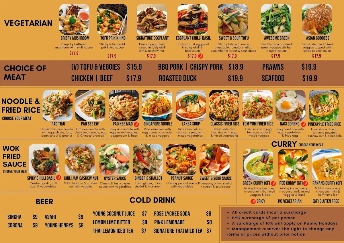 Menu, Bangkok Bowl and Brew House