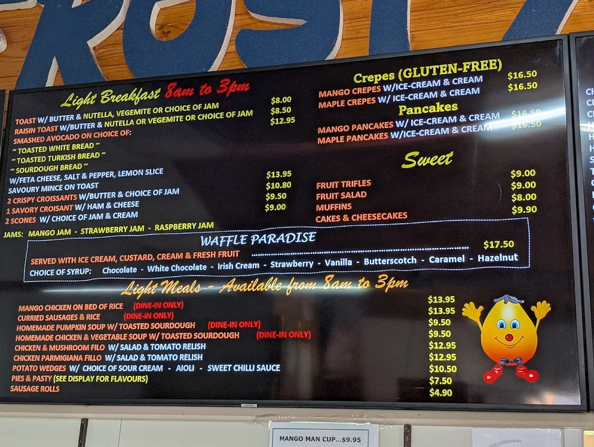 Menu, Frosty Mango