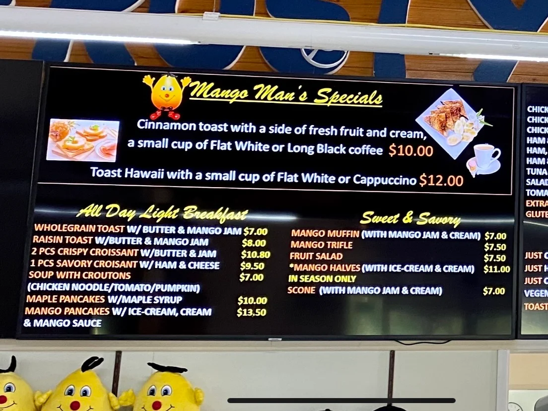 Menu, Frosty Mango
