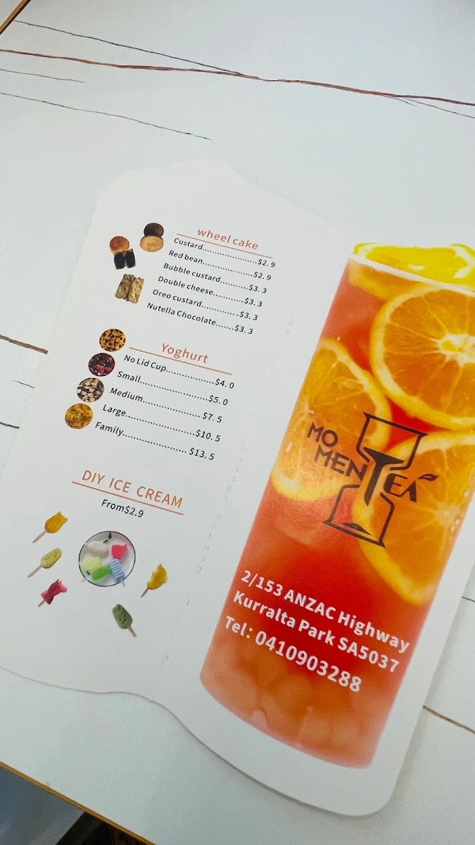 Menu, Momentea Kurralta Park