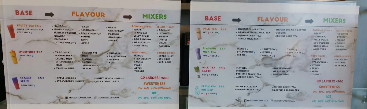 Menu, Momentea Kurralta Park