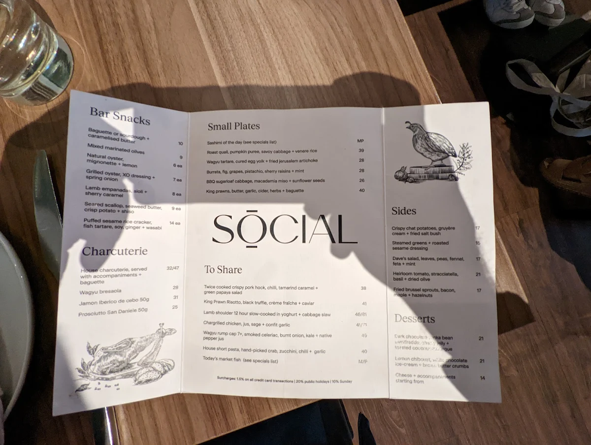 Menu, Social Eating House + Bar