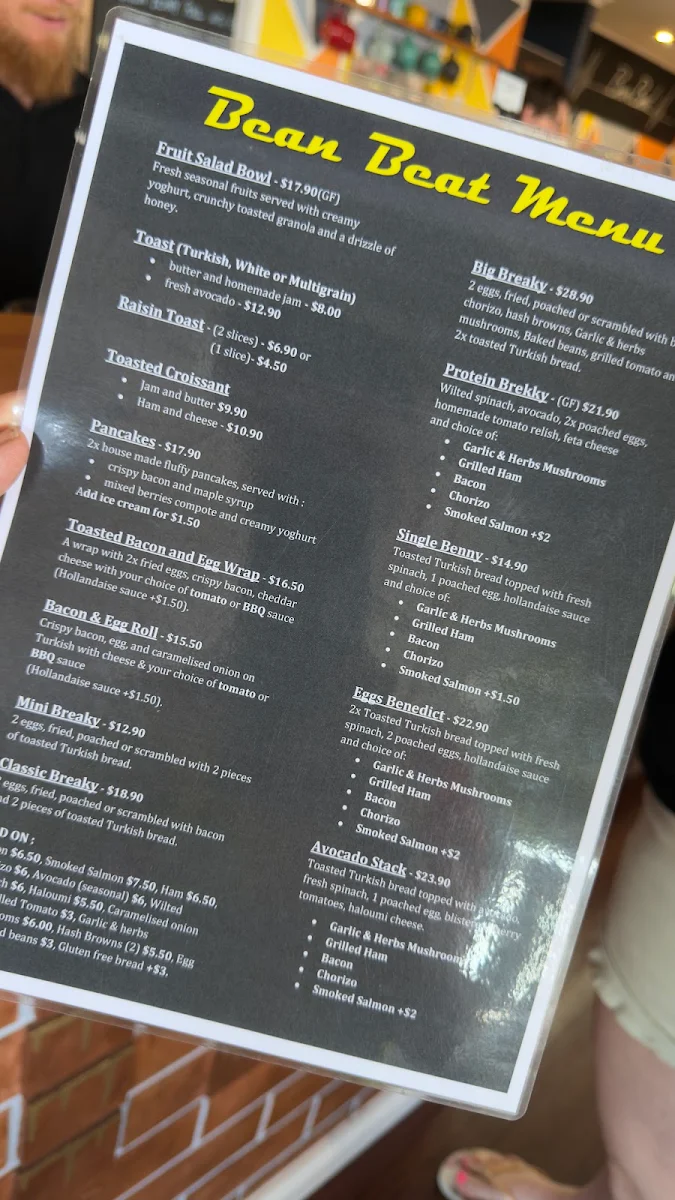 Menu, Bean Beat