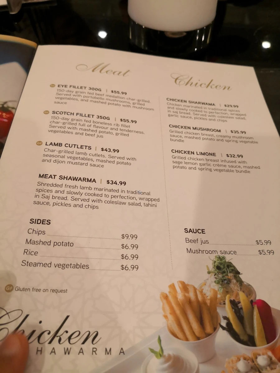 Menu, Armani Restaurant
