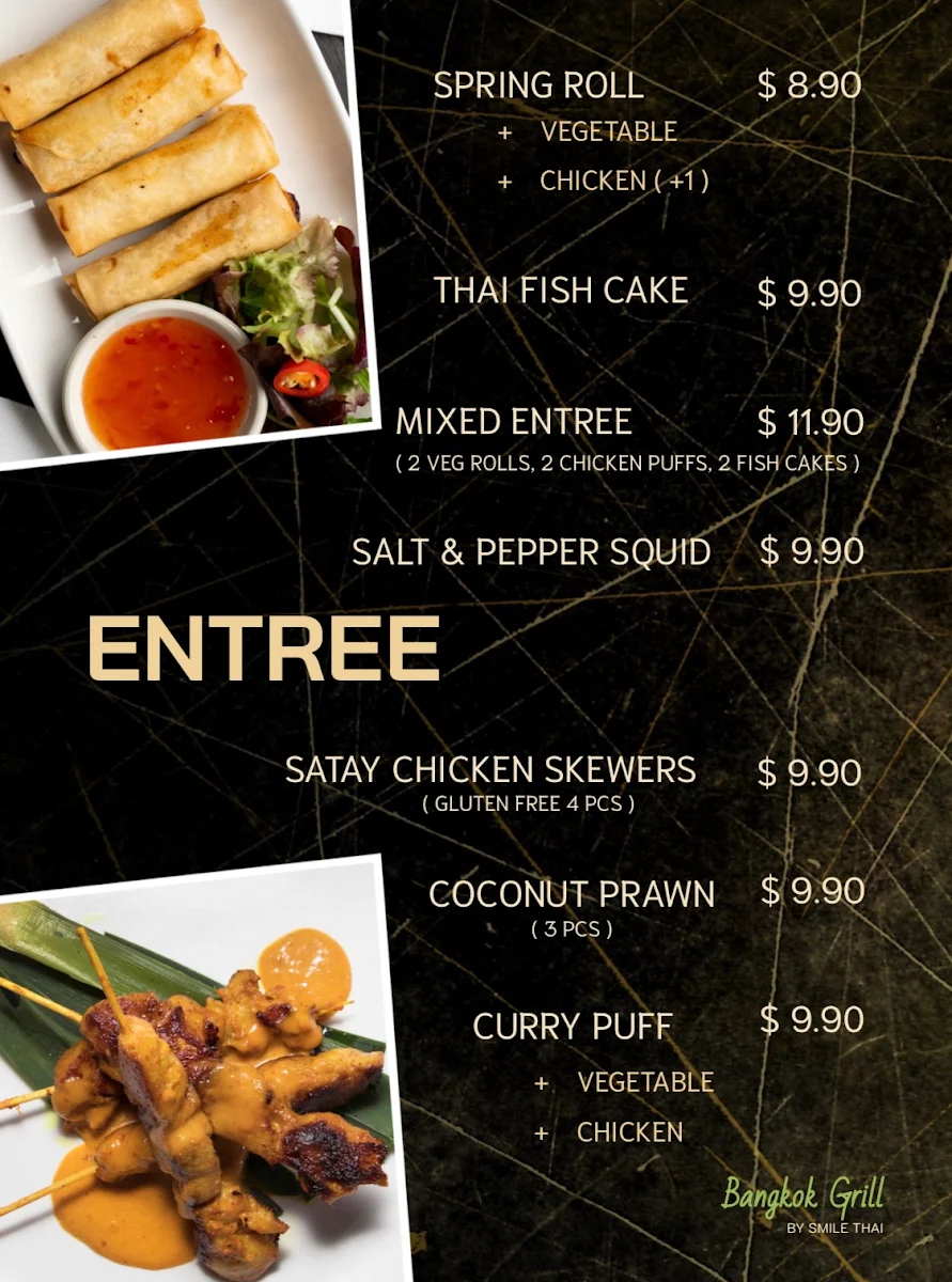 Menu, Bangkok Grill by Smile Thai