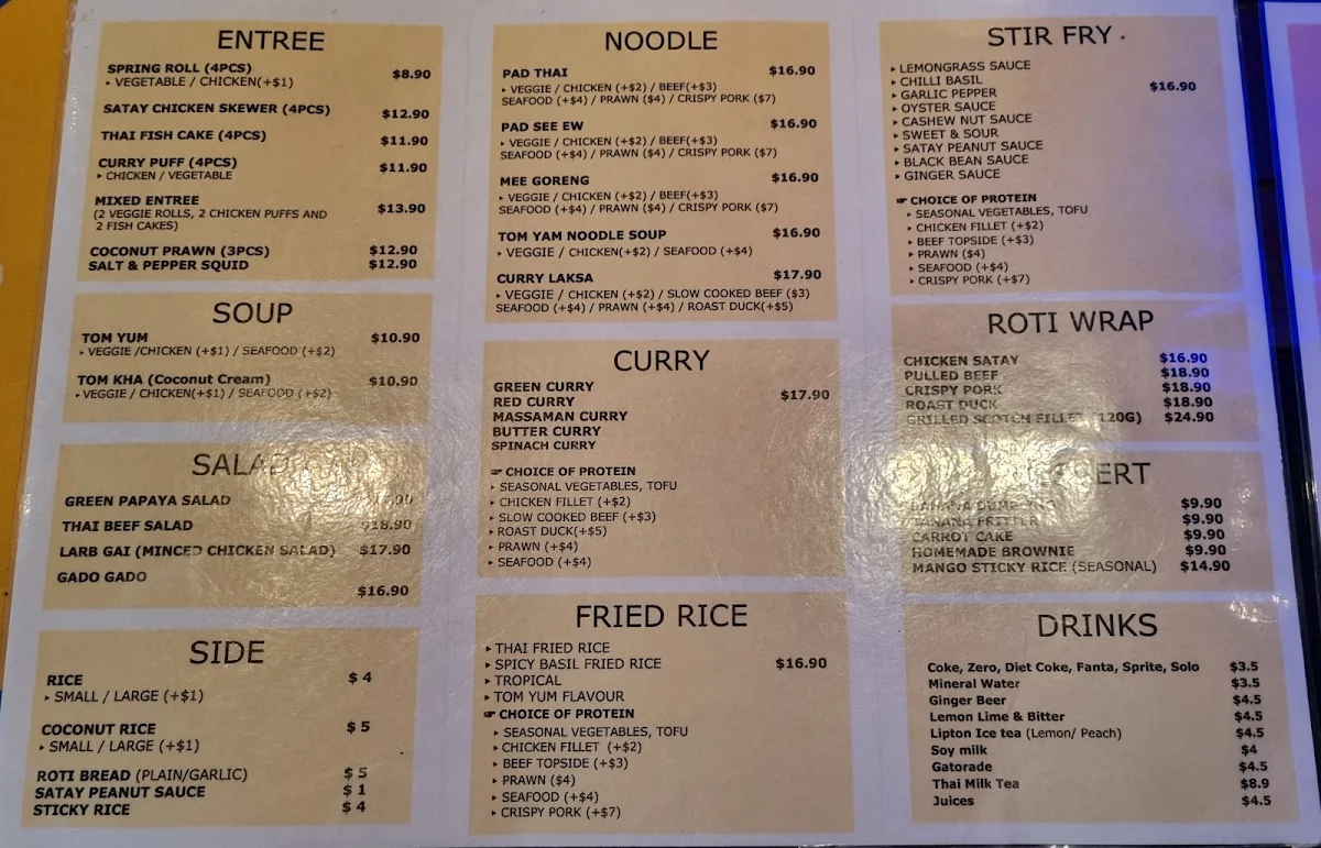 Menu, Bangkok Grill by Smile Thai
