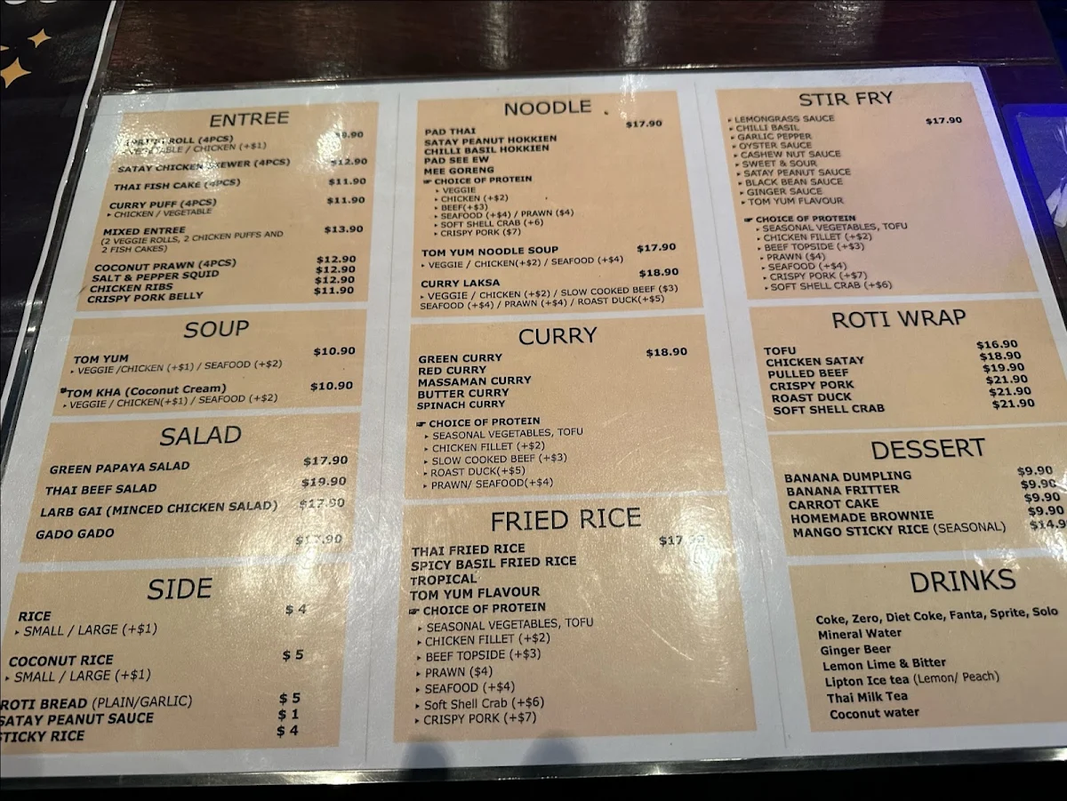 Menu, Bangkok Grill by Smile Thai