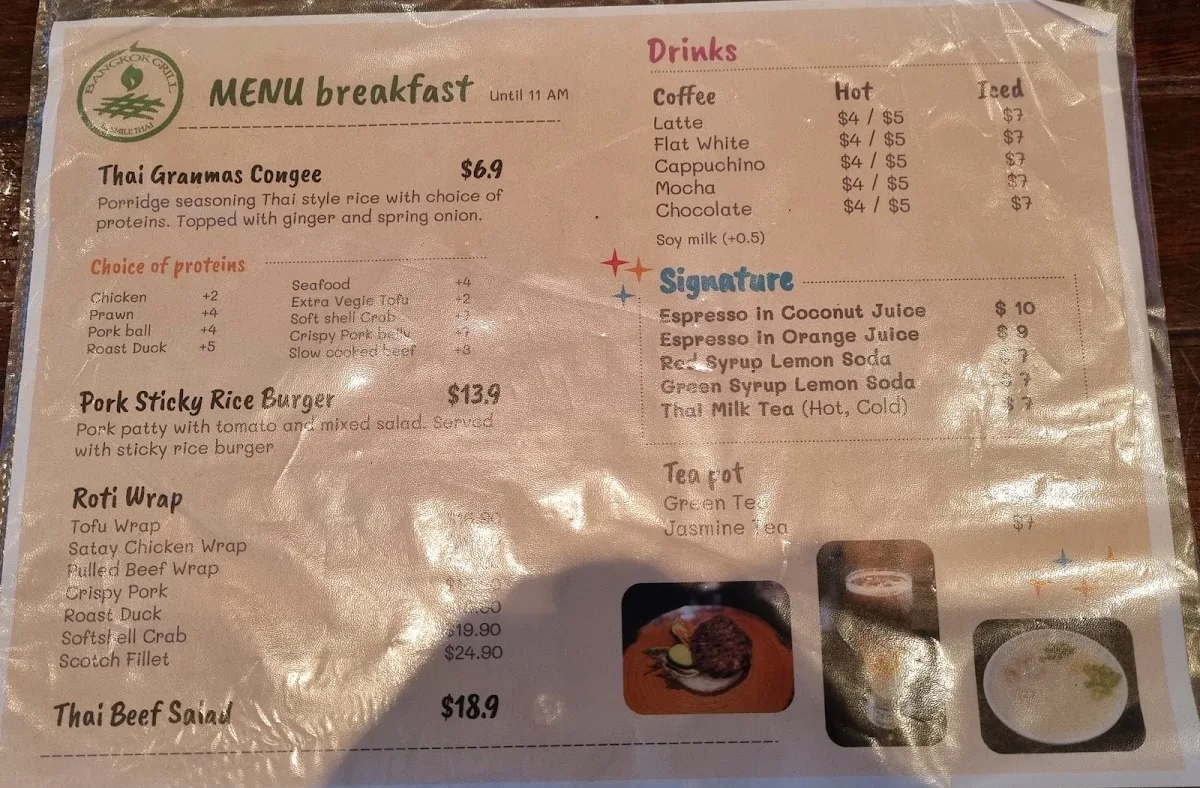 Menu, Bangkok Grill by Smile Thai