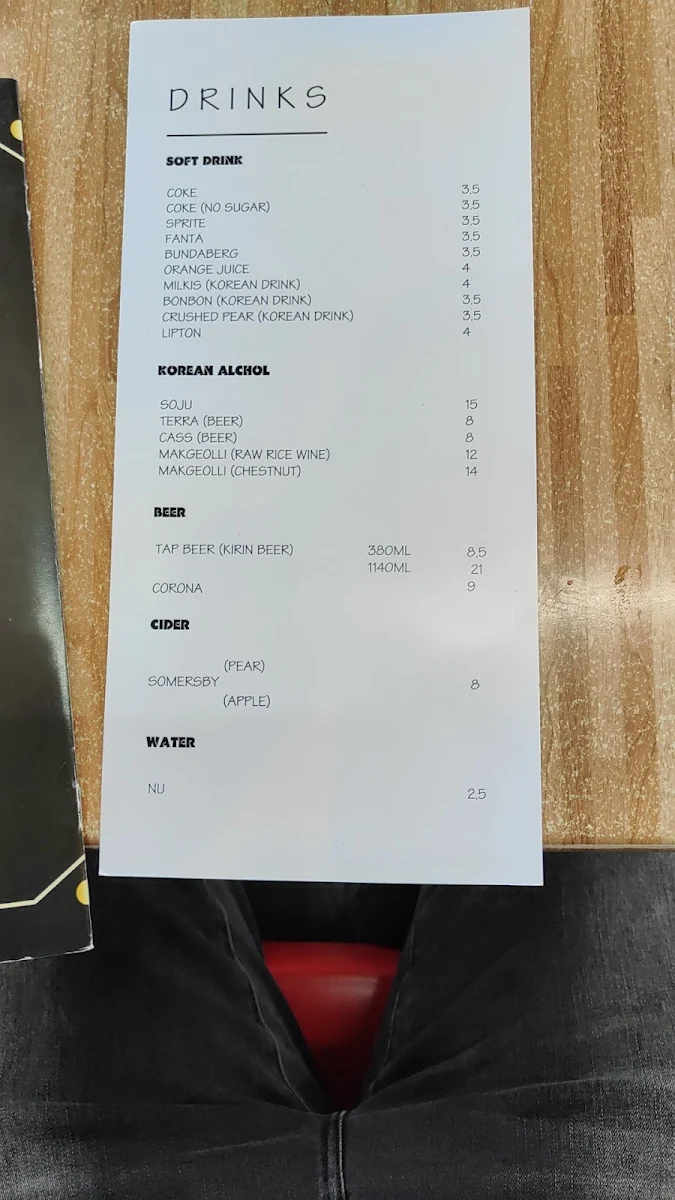 Menu, Samwon Garden Korean Restaurant