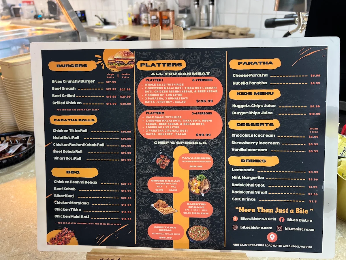 Menu, Bites Bistro & Grill