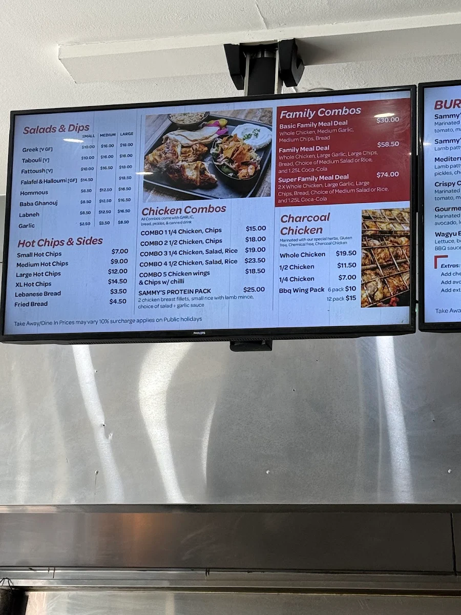 Menu, Sammy's Restaurant