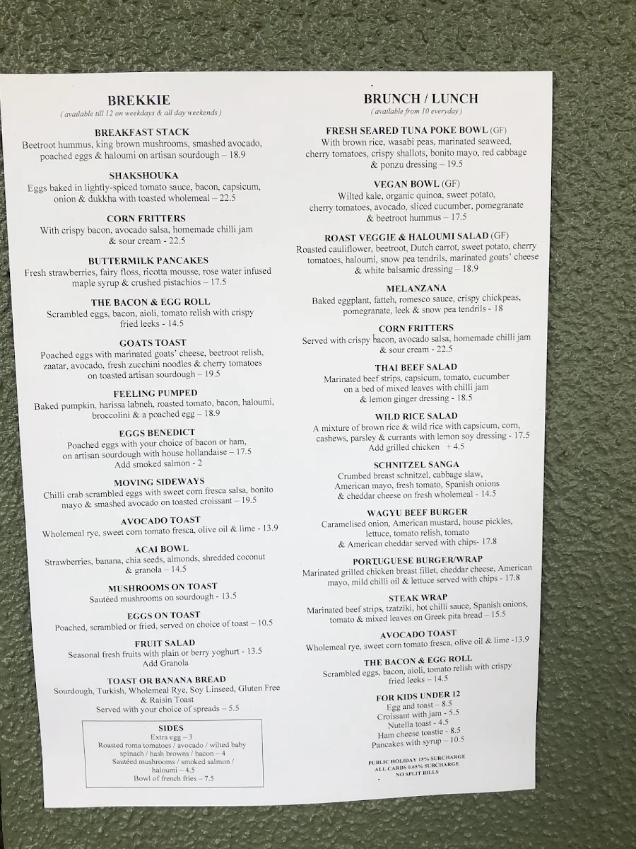 Menu, Eighty Ate