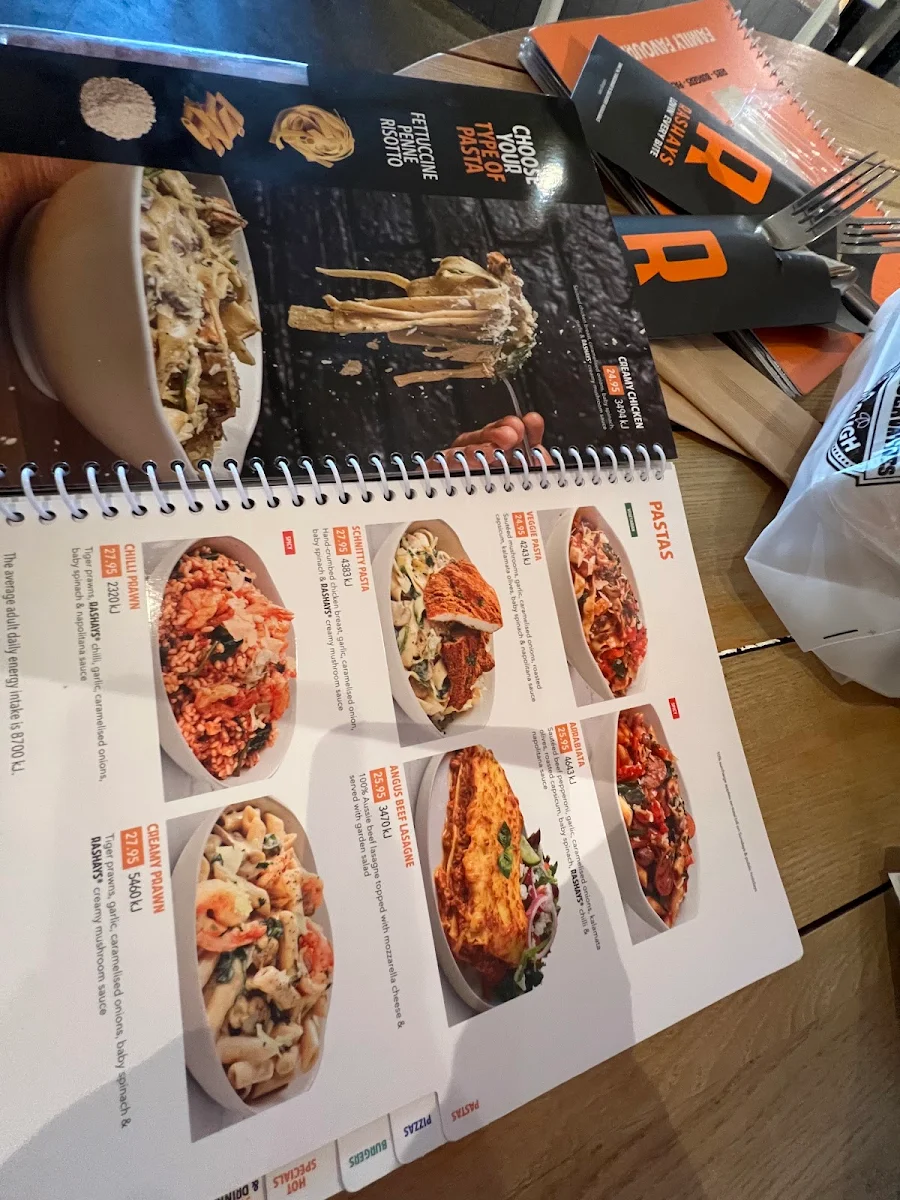 Menu, RASHAYS - Top Ryde