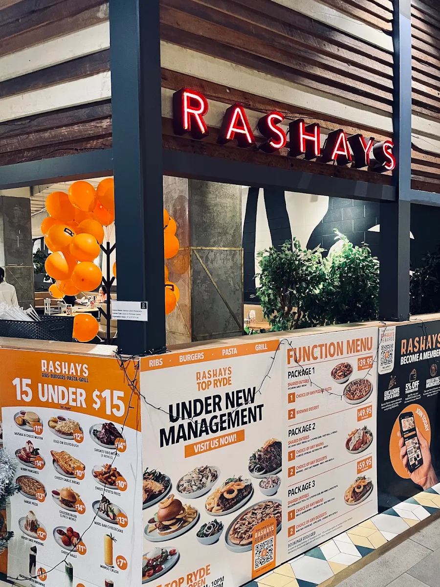 Menu, RASHAYS - Top Ryde