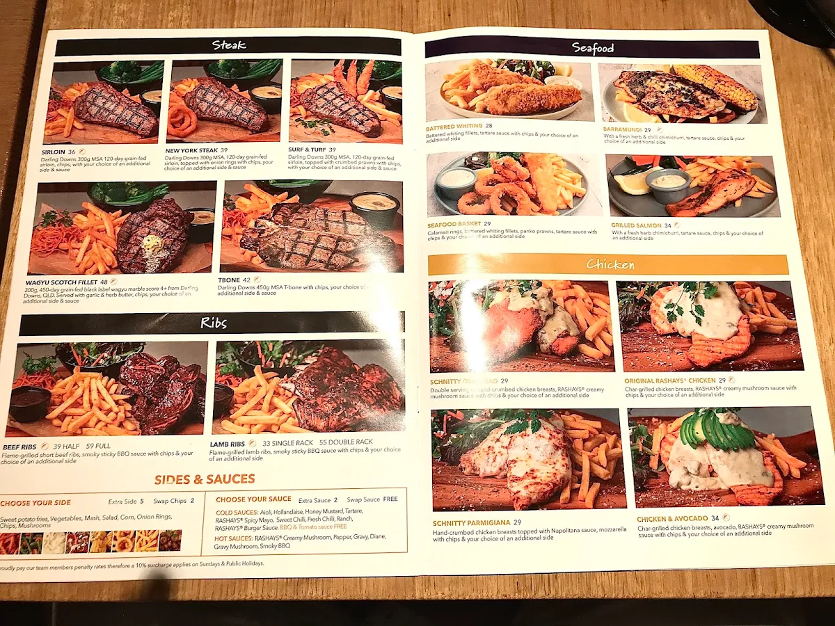 Menu, RASHAYS - Top Ryde