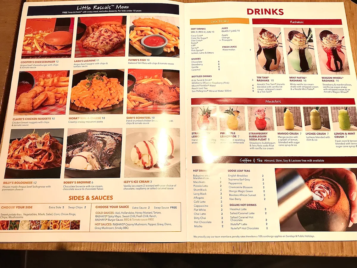 Menu, RASHAYS - Top Ryde